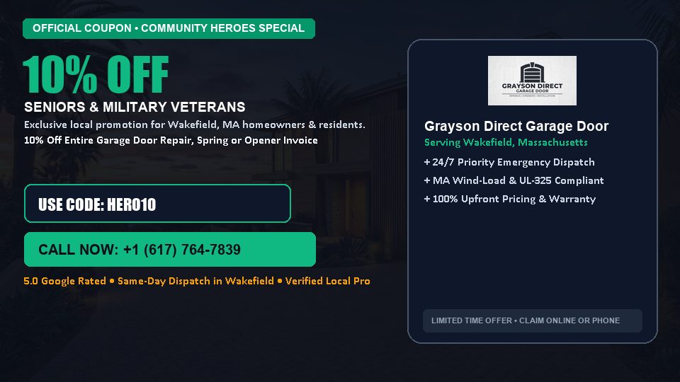 Grayson Direct Garage Door 10% OFF Seniors & Military Veterans in Wakefield, MA